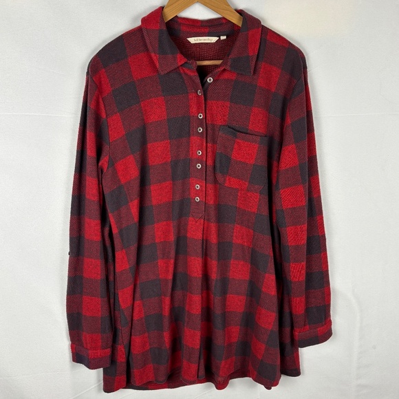 Soft Surroundings Mad About Buffalo Plaid Long Sleeve Tunic Top Sz L Long Sleeve - Picture 2 of 10